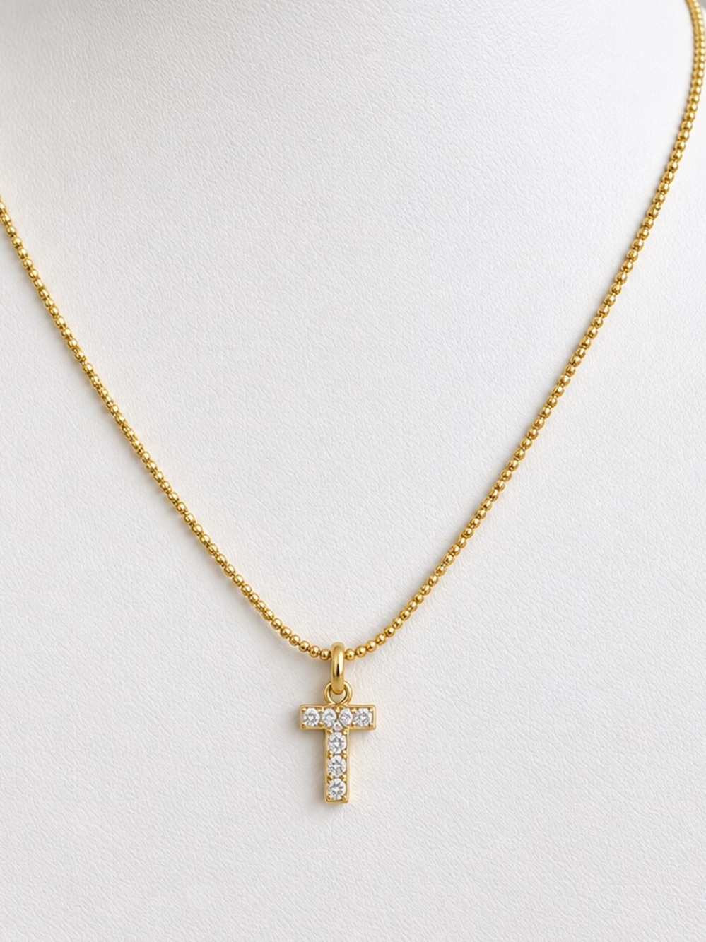 Premier Designs Gold Plated "T" Initial Charm on 18" Rope Chain
